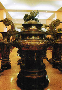 Brass dragon incense burner carved by silver